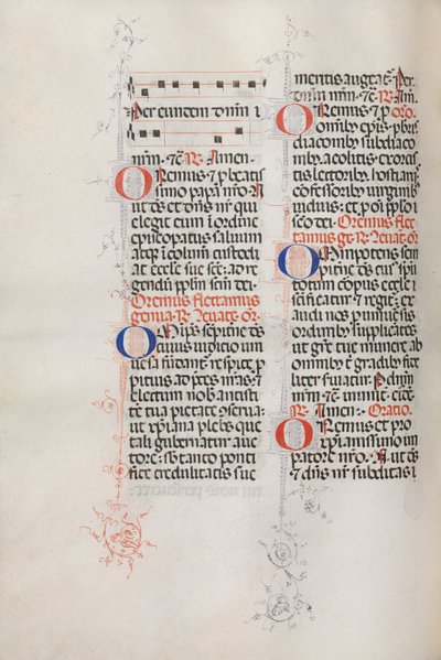Missale: Fol. 146v: Música para várias orações..., 1469. de Bartolommeo Caporali