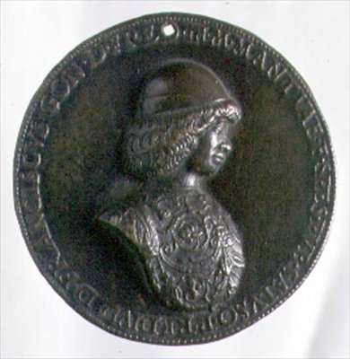 Medalha de retrato representando Francesco Gonzaga II (1466-1519) (bronze ) (para o verso ver 96846) de Bartolommeo Melioli