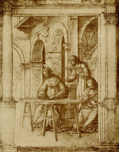 A Virgem Maria está trabalhando de Bartolommeo Suardi Bramantino