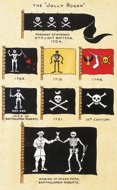 Uma seleção de bandeiras de piratas do século XVIII de Basil Lubbock