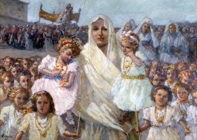 Procissão das virgens de Rapino (óleo sobre tela) de Basilio Cascella