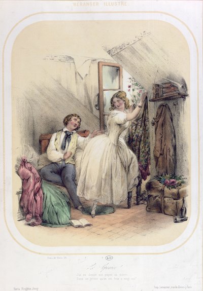 Ilustração para o Song The Grenier de Pierre Jean de Beranger (1780-1857) de Bassaget Numa