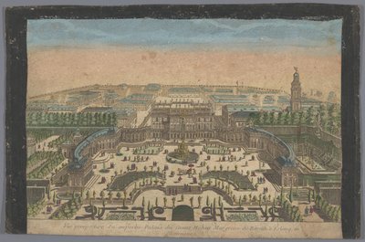 Vista do palácio do Marquês de Bayreuth em Erlang
Vue perspective du superbe palais du comte hoheit margrave de Bareith à Erlang en Allemagne (título sobre o objecto) de Basset
