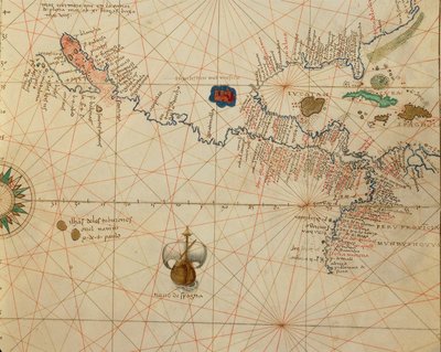 África, Europa e parte das Américas: América Central, a partir do Atlas do Mundo em trinta e três mapas, por Battista Agnese de Battista Agnese