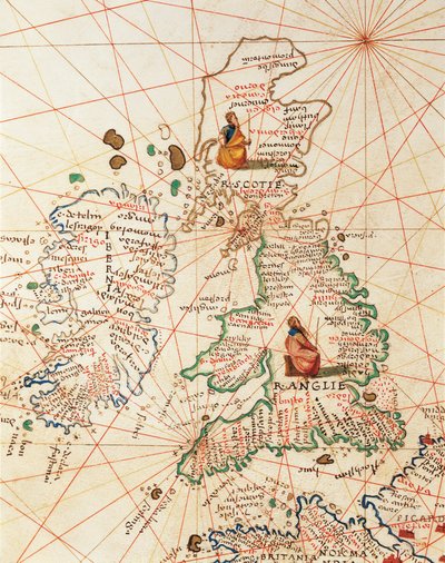 A Europa: Grã-Bretanha e Irlanda, do Atlas do Mundo em trinta e três mapas, por Battista Agnese de Battista Agnese