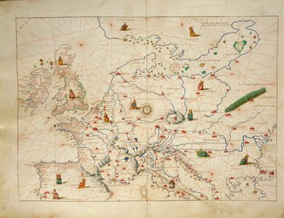 Europa, do Atlas do Mundo em trinta e três Mapas, por Battista Agnese de Battista Agnese