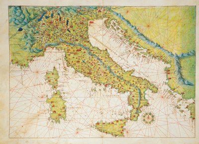 Itália, do Atlas do Mundo em trinta e três mapas, por Battista Agnese de Battista Agnese