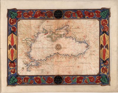 Mapa do Mar Negro, incluindo parte da atual Romênia, Bulgária, Turquia, Ucrânia e Rússia, c de Battista Agnese