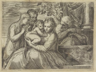 Sagrada Família com Santos de Battista Angolo del Moro (attributed to)