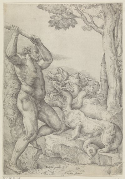 Hércules em batalha com a Hidra de Lerna de Battista Franco