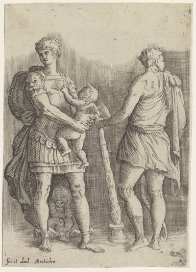 Perseu com dois putti e Hércules, visto de costas de Battista Franco