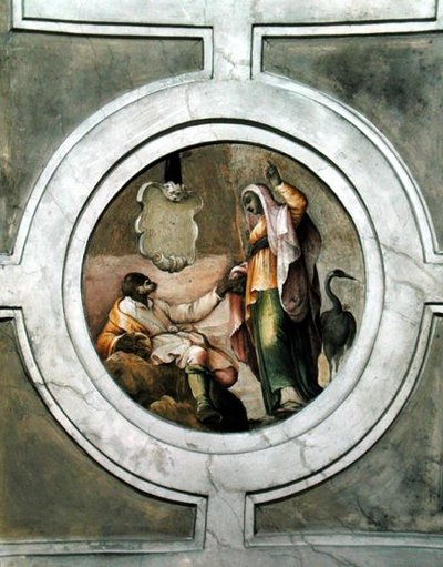 Representação de uma das Virtudes, do tecto da Capela Grimani (fresco) de Battista Franco