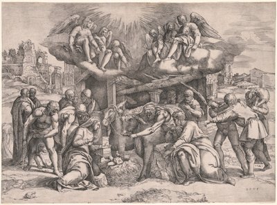 A Adoração dos Pastores, c. 1552 de Battista Franco