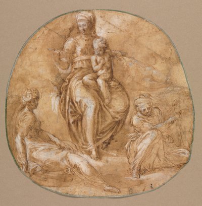 A Virgem e o Menino com Santa Catarina de Alexandria e uma Santa Idosa, c. 1545 de Battista Franco