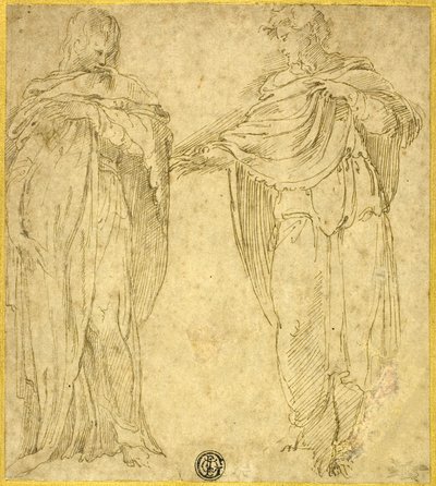 Duas figuras de pé e drapeadas (São João e Madalena) de Battista Franco