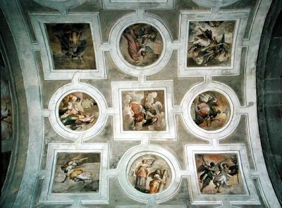 Vista do cofre, do tecto da Capela Grimani (fresco) de Battista Franco