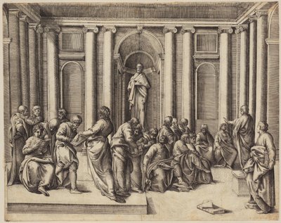 Zwölfjähriger Jesus diskutiert mit den Tempelgelehrten de Battista Franco