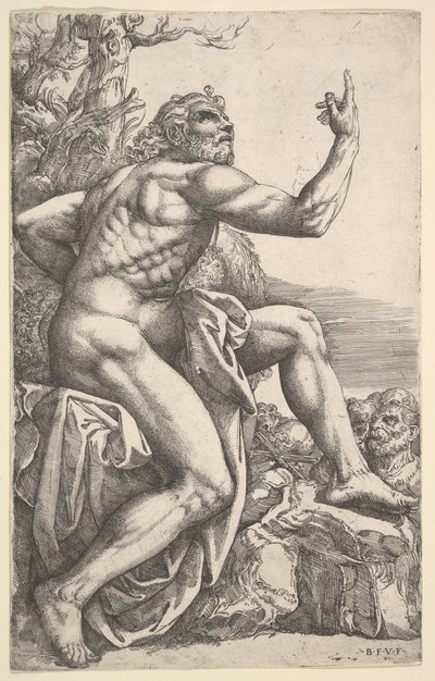 João Batista pregando no deserto. de Battista Franco Veneziano