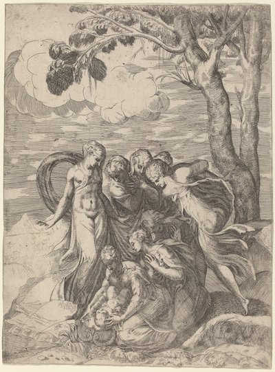 A descoberta de Moisés, década de 1540. de Battista del Moro