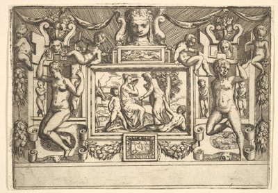 Jovem bebendo de uma tigela, uma velha parada na frente dela, dentro de..., ca. 1540-80. de Battista del Moro