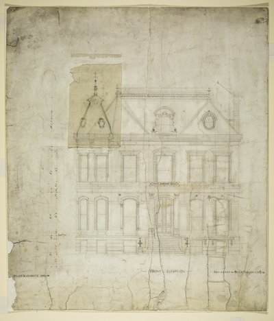 Casa Peter Schuttler II, Chicago, Illinois, alçado frontal de Bauer and Loebnitz