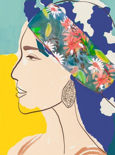 Mulher com lenço floral de Beate Tubach
