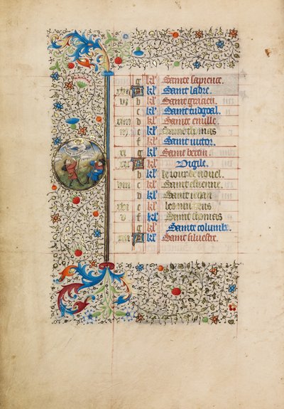 Página do calendário de dezembro; A Anunciação aos Pastores de Bedford Master