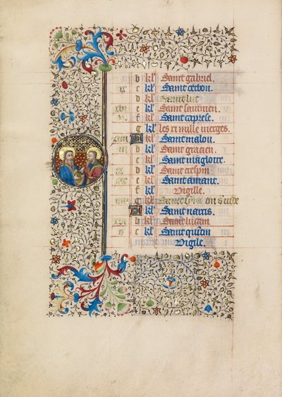 Página do calendário de outubro; Santos Simão e Judas de Bedford Master