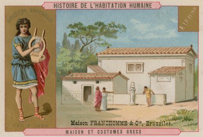 Casa grega antiga e traje de Belgian School