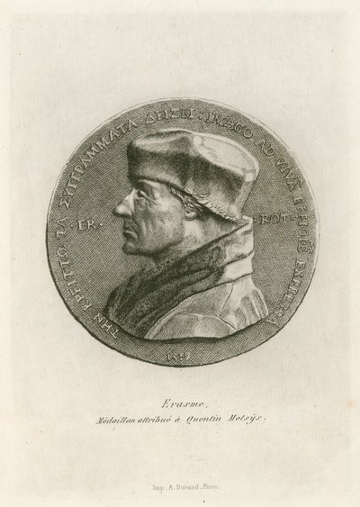 Erasmus, medalhão atribuído a Quentin Massys de Belgian School