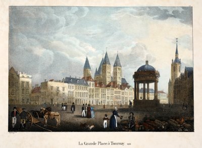 A Grand Place em Tournay, 1816, c.1895 (photochrom) de Belgian School
