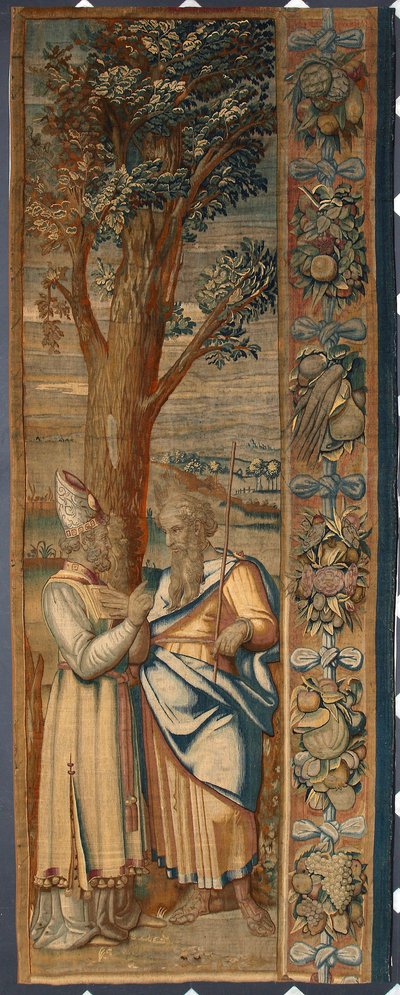 Moise et Jethro Tapeçaria de Dionys Martensz segundo as cartonagens de Luca Cambiaso (1527-1584) e realizada nas manufacturas de Bruxelas 1561-1564 Dim. 390x585,5 cm Genes, Musei di Strada Nuova de Belgian School