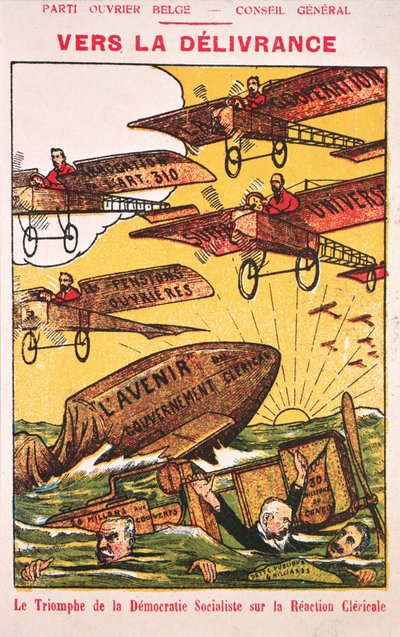Cartaz publicitário do Parti Ouvrier Belge (Partido dos Trabalhadores belgas) pré 1914 de Belgian School