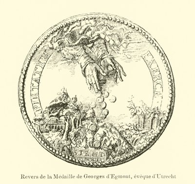 Reverso de uma medalha ou George van Egmond, bispo de Utrecht de Belgian School