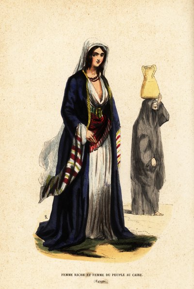 Mulher rica e mulher do povo, Cairo, Egito de Belgian School