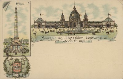 Lembrança da Exposição Internacional d "Anvers, Antuérpia, Bélgica, 1894 de Belgian School
