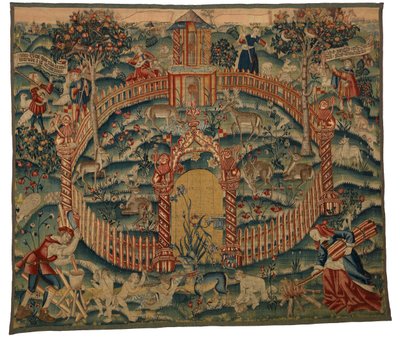 Tapeçaria, Park au Cerfs, fabricada em Tournai, Bélgica, c.1500 (lã) de Belgian School