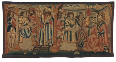 Tapeçaria, Duas cenas da vida de São Lourenço, possivelmente feita em Tournai, Bélgica, ou na Baixa Renânia, França ou Alemanha de Belgian School