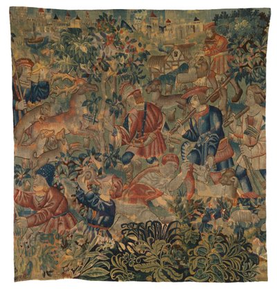 Tapeçaria representando cenas de caça, possivelmente de Tournai, c.1500 (lã) de Belgian School