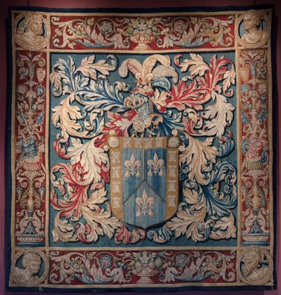 Tapeçaria com o brasão de armas da família De Nagera. Mestre AL. Ca 1550 (tapeçaria) de Belgian School