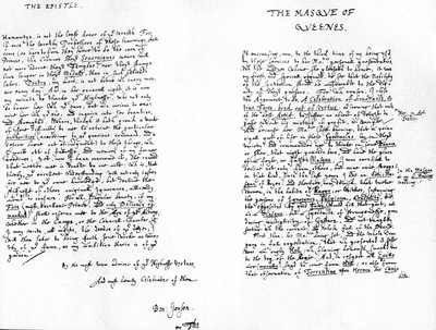 The Masque of Queens e uma epístola dedicatória a Henrique, Príncipe de Gales, 1609 de Ben Jonson