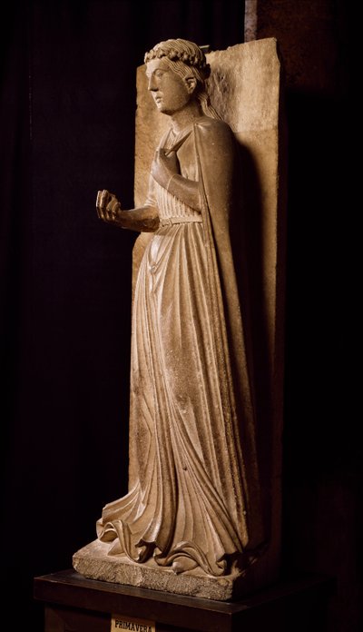 Primavera, escultura do Ciclo das Estações, de Benedict Antelami (1178-1233), Batistério de Parma, Emilia-Romagna, Itália de Benedetto Antelami