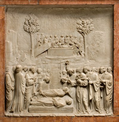 Cripta, Arca dos Santos Marcelino e Pedro Exorcista, Benedito Briosco 1506-08, Enterro dos Santos Marcelino e Pedro de Benedetto Briosco