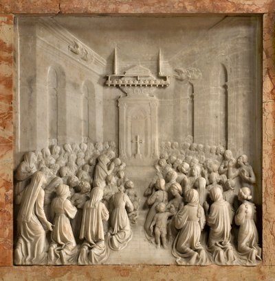 Cripta, Arca dos Santos Marcelino e Pedro Exorcista, Benedito Briosco 1506-08, Milagre das Pombas de Benedetto Briosco