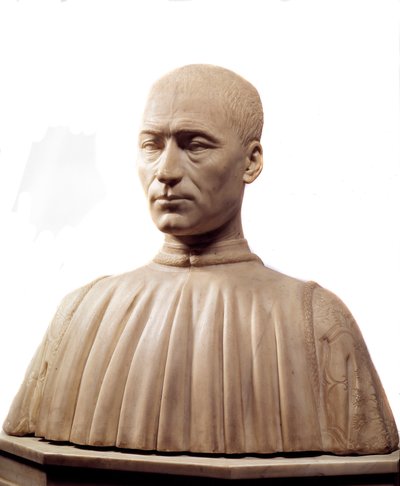 Busto de Philippe Strozzi (ou Filippo) (1489-1538), condomínio italiano e político. Escultura em mármore de Benedetto da Maiano (1442-1497), Paris do século XV, Museu do Louvre. de Benedetto da Maiano