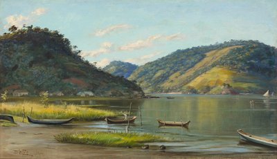Benedito Calixto - Enseada com barcos, SP, 1907 de Benedito Calixto
