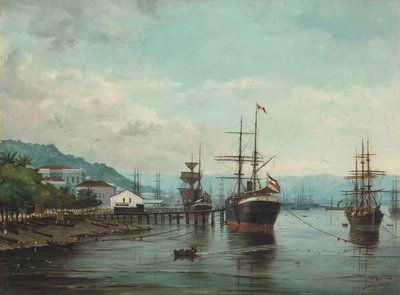 Benedito Calixto - Porto de Santos, SP (visto à esquerda), 1890 de Benedito Calixto