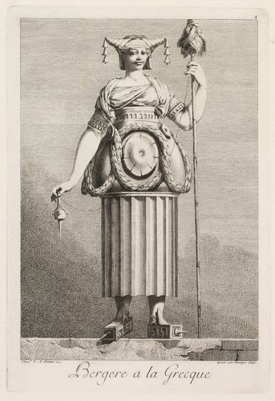 Masquerade à la Grecque: Shepherdess à la Grecque Placa 4, 1771. de Benigno Bossi