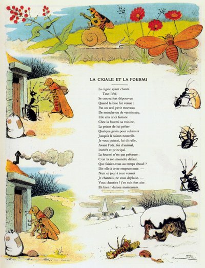A Cicada e a Formiga, ilustração de 