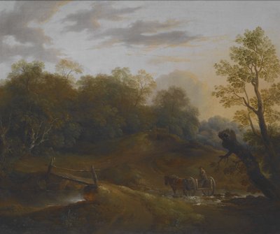 Pony Cart Crossing a Woodland Brook, c.1815 (óleo sobre tela) de Benjamin Barker